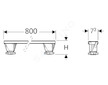 Geberit Příslušenství - Souprava pro hrubou montáž 800 mm, výška 9-21 cm, pro vaničky do 1400 mm 554.961.00.2