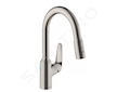 Hansgrohe Focus M42 - Dřezová baterie M429-H180 s výsuvnou sprškou, vzhled nerezu 71801800