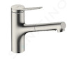 Hansgrohe Zesis M33 - Dřezová baterie 150, s výsuvnou sprškou, sBox lite, vzhled nerezu 74803800