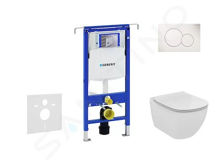 Geberit Duofix - Set předstěnové instalace, klozetu a sedátka Ideal Standard Tesi, tlačítka Sigma01, Rimless, SoftClose, alpská 