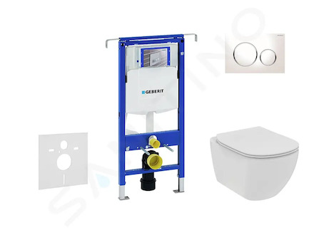 Geberit Duofix - Set předstěnové instalace, klozetu a sedátka Ideal Standard Tesi, tlačítka Sigma20, Rimless, SoftClose, bílá/ch