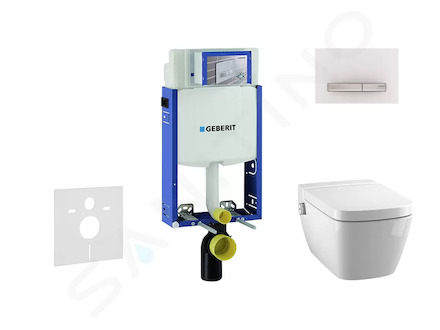 Geberit Kombifix - Modul pro závěsné WC s tlačítkem Sigma50, alpská bílá + Tece One - sprchovací toaleta a sedátko, Rimless, Sof