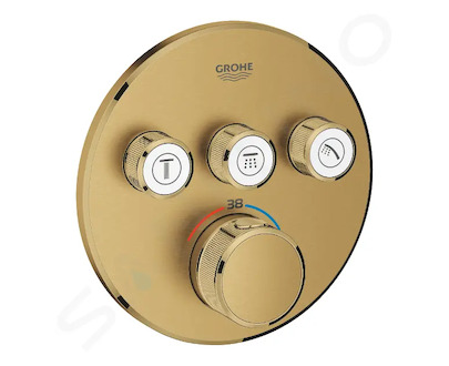 Grohe Grohtherm SmartControl - Termostatická sprchová podomítková baterie, 3 ventily, kartáčovaný Cool Sunrise 29121GN0