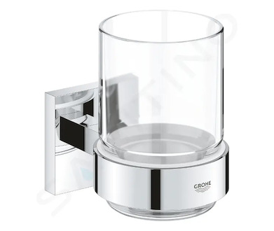 Grohe QuickFix Start Cube - Sklenka na kartáčky a pastu, s držákem, sklo/chrom 41097000