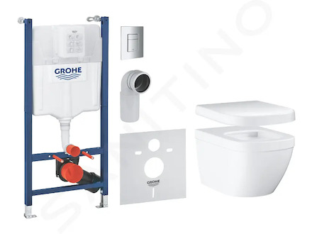 Grohe Solido - Set předstěnové instalace s příslušenstvím, klozetu Euro Ceramic a sedátka softclose, tlačítko Skate Cosmopolitan