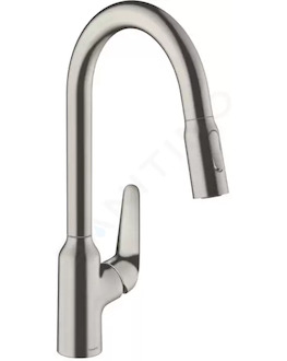 Hansgrohe Focus M42 - Dřezová baterie M4216-H220 s výsuvnou sprškou, vzhled nerezu 71820800