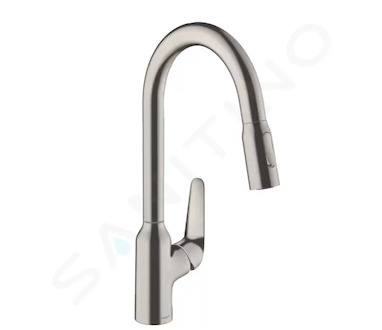 Hansgrohe Focus M42 - Dřezová baterie M429-H220 s výsuvnou sprškou, vzhled nerezu 71800800