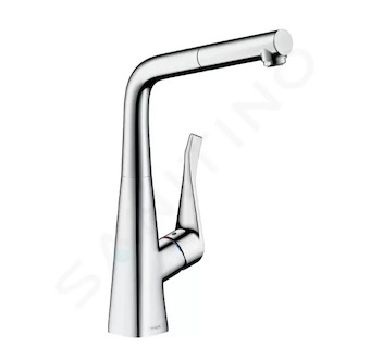 Hansgrohe Metris New - Dřezová baterie s výsuvnou koncovkou, chrom 14821000