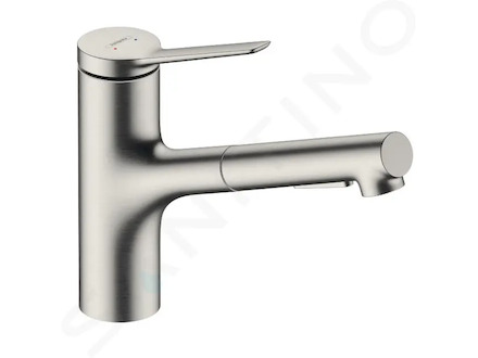 Hansgrohe Zesis M33 - Dřezová baterie 150, s výsuvnou sprškou, sBox lite, vzhled nerezu 74803800