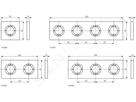 Ideal Standard Archimodule - Krycí 4-otvorová rozeta 100 x 349 mm, chrom A963735AA