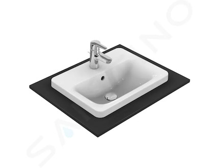 Ideal Standard Connect - Umyvadlo zápustné, 50x39 cm, s přepadem, 1 otvor pro baterii, Ideal Plus, bílá E5043MA