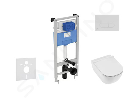 Ideal Standard ProSys - Set předstěnové instalace, klozetu a sedátka Mio, tlačítka Oleas M1, Rimless, Slowclose, Antibak, bílá P