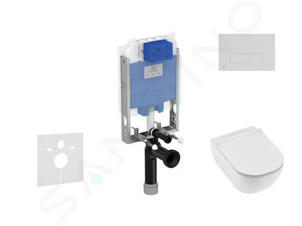 Ideal Standard ProSys - Set předstěnové instalace, klozetu a sedátka Mio, tlačítka Oleas M2, Rimless, Slowclose, Antibak, bílá P