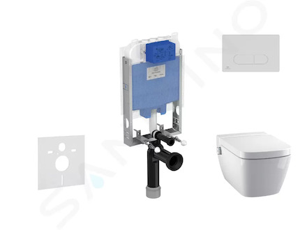 Ideal Standard ProSys - Set předstěnové instalace, sprchovací toalety a sedátka TECEone, tlačítka Oleas M1, Rimless, SoftClose, 