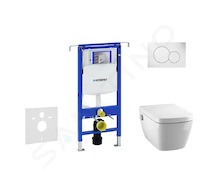 Geberit Duofix - Modul pro závěsné WC s tlačítkem Sigma01, alpská bílá + Tece One - sprchovací toaleta a sedátko, Rimless, SoftC