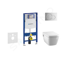 Geberit Duofix - Modul pro závěsné WC s tlačítkem Sigma01, lesklý chrom + Tece One - sprchovací toaleta a sedátko, Rimless, Soft