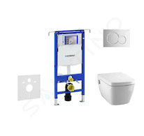 Geberit Duofix - Modul pro závěsné WC s tlačítkem Sigma01, lesklý chrom + Tece One - sprchovací toaleta a sedátko, Rimless, Soft