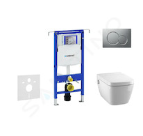 Geberit Duofix - Modul pro závěsné WC s tlačítkem Sigma01, matný chrom + Tece One - sprchovací toaleta a sedátko, Rimless, SoftC