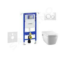 Geberit Duofix - Modul pro závěsné WC s tlačítkem Sigma20, bílá/lesklý chrom + Tece One - sprchovací toaleta a sedátko, Rimless,