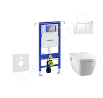 Geberit Duofix - Modul pro závěsné WC s tlačítkem Sigma30, bílá/lesklý chrom + Tece One - sprchovací toaleta a sedátko, Rimless,