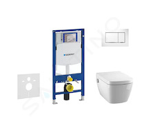 Geberit Duofix - Modul pro závěsné WC s tlačítkem Sigma30, bílá/lesklý chrom + Tece One - sprchovací toaleta a sedátko, Rimless,