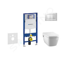 Geberit Duofix - Modul pro závěsné WC s tlačítkem Sigma30, matný chrom/chrom + Tece One - sprchovací toaleta a sedátko, Rimless,