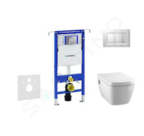 Geberit Duofix - Modul pro závěsné WC s tlačítkem Sigma30, matný chrom/chrom + Tece One - sprchovací toaleta a sedátko, Rimless,