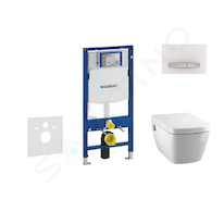 Geberit Duofix - Modul pro závěsné WC s tlačítkem Sigma50, alpská bílá + Tece One - sprchovací toaleta a sedátko, Rimless, SoftC