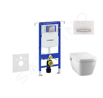 Geberit Duofix - Modul pro závěsné WC s tlačítkem Sigma50, alpská bílá + Tece One - sprchovací toaleta a sedátko, Rimless, SoftC