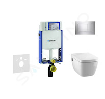 Geberit Kombifix - Modul pro závěsné WC s tlačítkem Sigma30, lesklý chrom/chrom mat + Tece One - sprchovací toaleta a sedátko, R