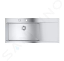 Grohe Dřezy - Dřez K1000 s automatickým odtokem, 116x52 cm, kartáčovaná nerez 31581SD1