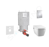 Grohe Uniset - Set předstěnové instalace, sprchovací toalety a sedátka Tece, tlačítka Skate Cosmo, Rimless, SoftClose, chrom 386