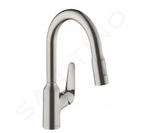 Hansgrohe Focus M42 - Dřezová baterie M429-H180 s výsuvnou sprškou, vzhled nerezu 71801800