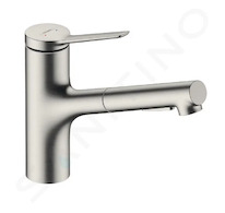 Hansgrohe Zesis M33 - Dřezová baterie 150, s výsuvnou sprškou, sBox lite, vzhled nerezu 74803800