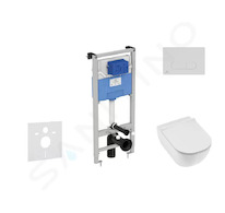 Ideal Standard ProSys - Set předstěnové instalace, klozetu a sedátka Mio, tlačítka Oleas M1, Rimless, Slowclose, Antibak, bílá P